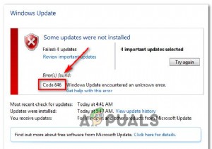 [फिक्स] विंडोज अपडेट एरर कोड 646 