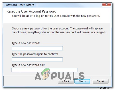 [फिक्स] त्रुटि तब हुई जब विज़ार्ड इस उपयोगकर्ता खाते के लिए पासवर्ड सेट करने का प्रयास कर रहा था 