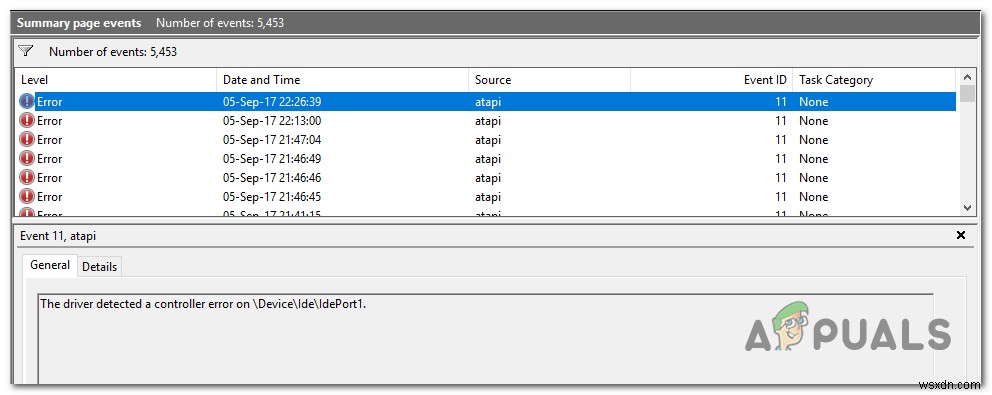 ड्राइवर को \Device\Ide\IdePort1 पर नियंत्रक त्रुटि का पता चला है 