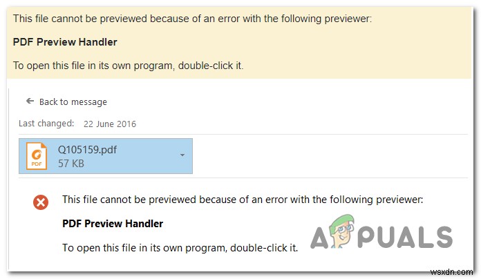 फिक्स: इस फाइल का पूर्वावलोकन नहीं किया जा सकता  पीडीएफ पूर्वावलोकन हैंडलर 