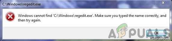 फिक्स:विंडोज़ regedit.exe नहीं ढूँढ सकता 