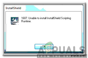 विंडोज पर  1607 इंस्टालशील्ड स्क्रिप्टिंग रनटाइम  त्रुटि को कैसे ठीक करें? 
