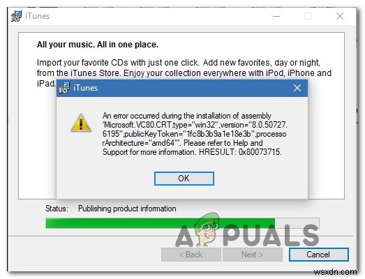 आइट्यून्स त्रुटि  HRESULT 0x80073715  को कैसे ठीक करें? 