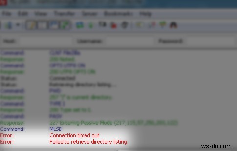 FileZilla पर  डायरेक्टरी लिस्टिंग को पुनः प्राप्त करने में विफल  त्रुटि को कैसे ठीक करें? 
