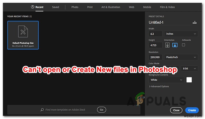 फ़ोटोशॉप को कैसे ठीक करें नई फ़ाइलें बनाने या मौजूदा फ़ाइलों को खोलने में असमर्थ होने के कारण 