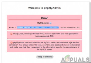 MySQL पर उपयोगकर्ता  रूट  @  लोकलहोस्ट  त्रुटि के लिए अस्वीकृत एक्सेस को कैसे ठीक करें 