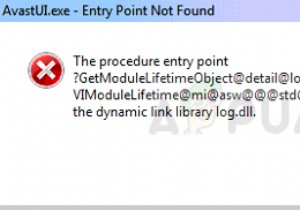 फिक्स: AvastUI.exe  एंट्री पॉइंट नहीं मिला 