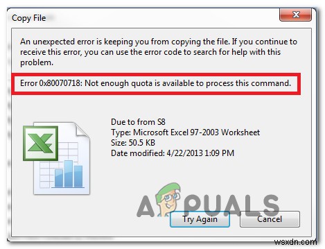 फिक्स:त्रुटि 0x80070718 इस कमांड को संसाधित करने के लिए पर्याप्त कोटा उपलब्ध नहीं है 