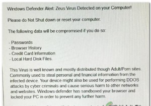 फिक्स:विंडोज डिफेंडर अलर्ट:ज़ीउस वायरस आपके कंप्यूटर पर पाया गया 