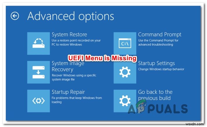 फिक्स:UEFI फर्मवेयर सेटिंग्स विंडोज 10 में गुम है 
