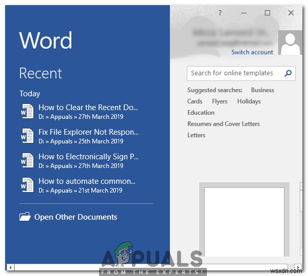 Microsoft Word में हाल के दस्तावेज़ों की सूची को कैसे साफ़ या अक्षम करें? 