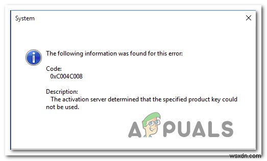फिक्स:विंडोज एक्टिवेशन एरर कोड 0xC004C008 