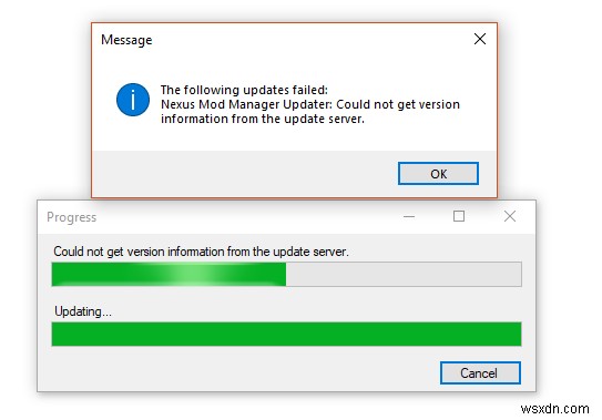 फिक्स:नेक्सस मॉड मैनेजर अपडेट सर्वर से संस्करण की जानकारी प्राप्त नहीं कर सका 