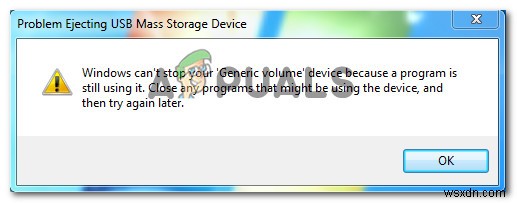 फिक्स:विंडोज आपके जेनेरिक वॉल्यूम डिवाइस को नहीं रोक सकता 