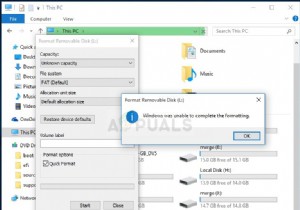 फिक्स:विंडोज फ़ॉर्मेटिंग को पूरा करने में असमर्थ था 
