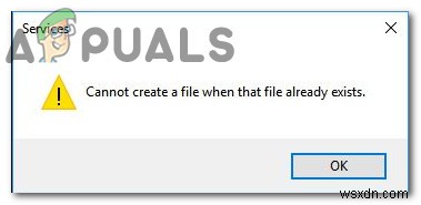 फिक्स:एक फाइल नहीं बना सकता जब वह फाइल पहले से मौजूद हो 