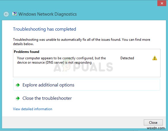 फिक्स:आपका कंप्यूटर सही ढंग से कॉन्फ़िगर किया गया प्रतीत होता है, लेकिन डिवाइस या संसाधन (डीएनएस सर्वर) प्रतिक्रिया नहीं दे रहा है 