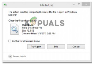 फिक्स:कार्रवाई पूरी नहीं की जा सकती क्योंकि फ़ाइल विंडोज एक्सप्लोरर में खुली है 