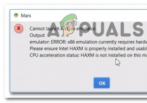 फिक्स:x86 एमुलेशन को वर्तमान में हार्डवेयर एक्सेलेरेशन की आवश्यकता है 
