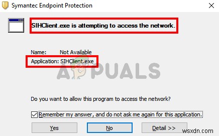 फिक्स:Sihclient.exe नेटवर्क तक पहुँचने का प्रयास कर रहा है 