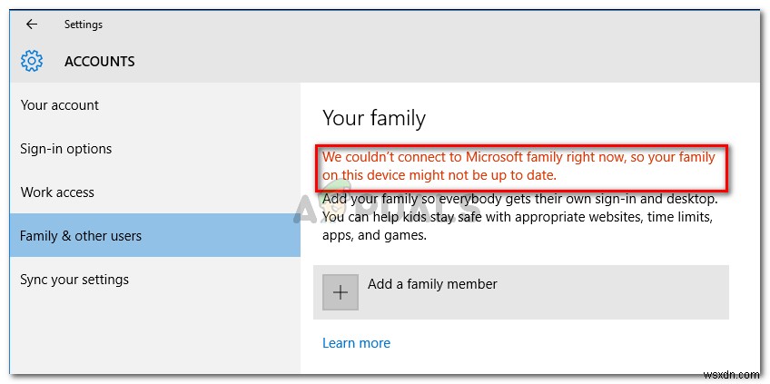 फिक्स:हम अभी Microsoft परिवार से कनेक्ट नहीं हो सके 