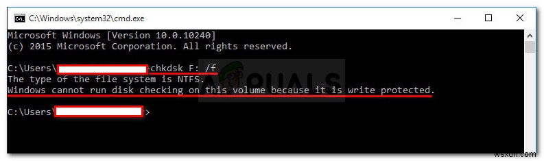 फिक्स:विंडोज इस वॉल्यूम पर डिस्क चेकिंग नहीं चला सकता क्योंकि यह राइट प्रोटेक्टेड है 