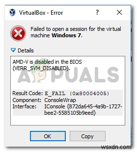 फिक्स:एएमडी-वी BIOS में अक्षम है (VERR_SVM_DISABLED) 