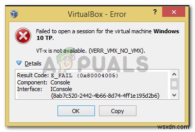 फिक्स:vt-x उपलब्ध नहीं है (verr_vmx_no_vmx) 