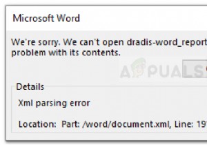 ठीक करें:Microsoft Word XML पार्सिंग त्रुटि