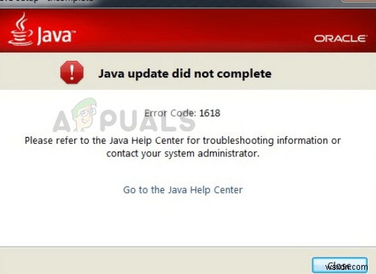 जावा त्रुटि कोड 1618 को कैसे ठीक करें 