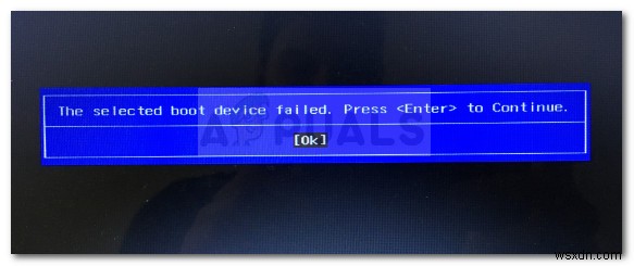 फिक्स:चयनित बूट डिवाइस विफल विंडोज 10 