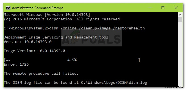 फिक्स:DISM त्रुटि 1726  दूरस्थ प्रक्रिया कॉल विफल  
