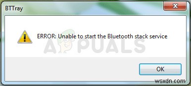 फिक्स:ब्लूटूथ स्टैक सेवा शुरू करने में असमर्थ 