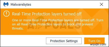 फिक्स:मालवेयरबाइट्स रियल टाइम प्रोटेक्शन लेयर्स बंद हो गए 