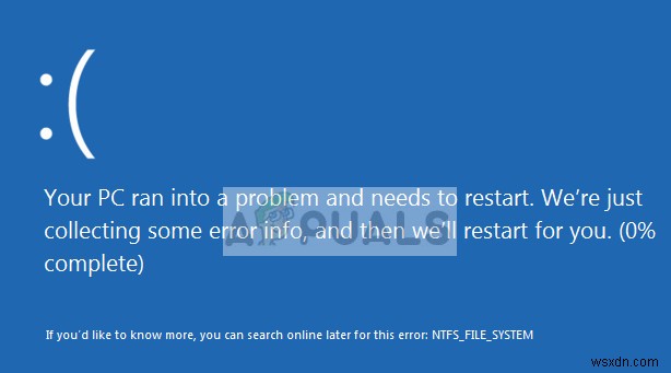 ठीक करें:NTFS_FILE_SYSTEM बीएसओडी 