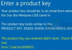 फिक्स:विंडोज एक्टिवेशन एरर कोड 0xc004f050 