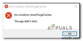 ठीक करें: ms-windows-store:PurgeCaches, एप्लिकेशन शुरू नहीं हुआ।  