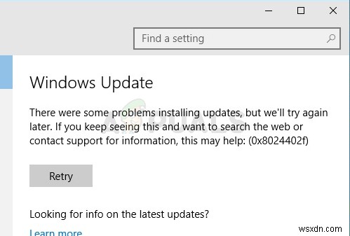 फिक्स:विंडोज अपडेट एरर 0x8024402f 