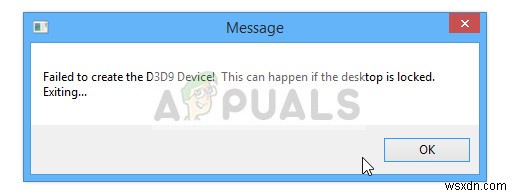 फिक्स:d3d9 डिवाइस बनाने में विफल 