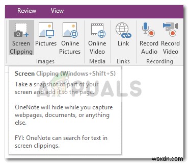विंडोज 10 पर OneNote स्क्रीन क्लिपिंग शॉर्टकट कैसे बदलें 