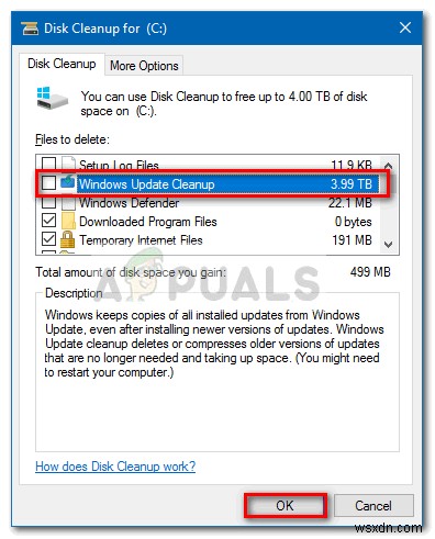 फिक्स:डिस्क क्लीनअप बग 3.99 टीबी विंडोज अपडेट द्वारा उपयोग किया जाता है 