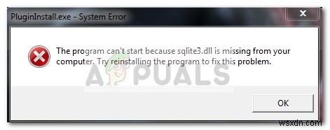ठीक करें:sqlite3.dll आपके कंप्यूटर से गायब है
