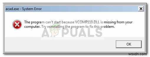फिक्स:vcomp110.dll त्रुटि याद आ रही है 