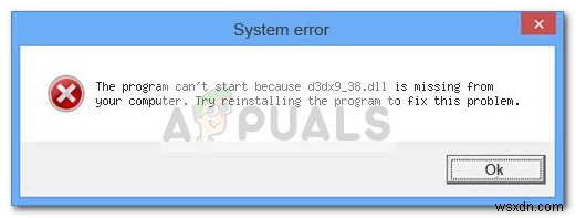 फिक्स:d3dx9_38.dll गायब है या विंडोज़ पर चलने के लिए डिज़ाइन नहीं किया गया है 