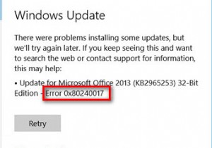 फिक्स:विंडोज अपडेट एरर 0x80240017 