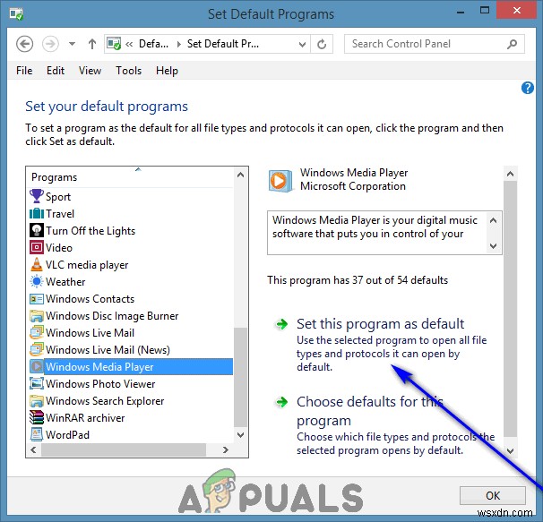 विंडोज मीडिया प्लेयर को डिफॉल्ट कैसे करें 