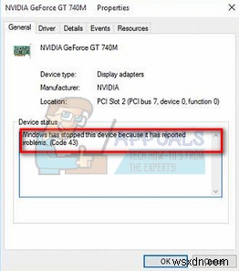 फिक्स:NVIDIA कोड 43 (विंडोज ने इस डिवाइस को बंद कर दिया है क्योंकि इसने समस्याओं की सूचना दी है) 