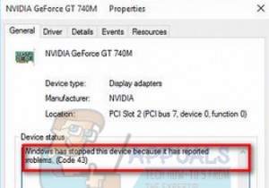 फिक्स:NVIDIA कोड 43 (विंडोज ने इस डिवाइस को बंद कर दिया है क्योंकि इसने समस्याओं की सूचना दी है) 