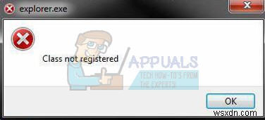 फिक्स:Explorer.exe त्रुटि वर्ग पंजीकृत नहीं है 