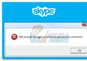 ठीक करें:Skype इस आदेश को संसाधित करने के लिए पर्याप्त संग्रहण उपलब्ध नहीं है